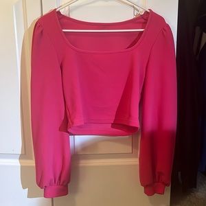 hot pink long sleeve with puffy sleeves top